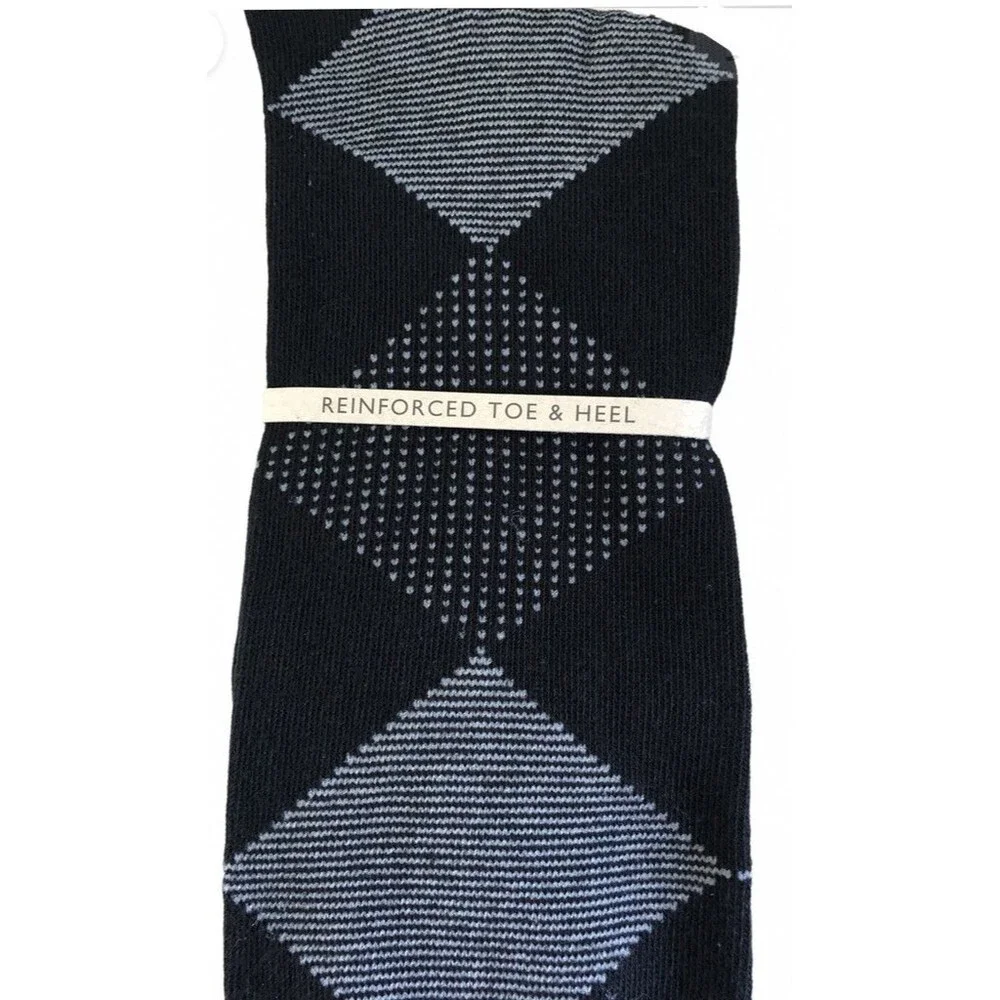 Clarks Argyle Mens Socks Dress Casual Cotton Black Gray Reinforced Toe One Size